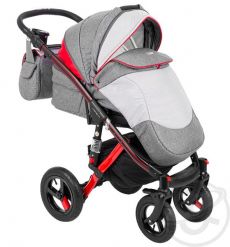 Коляска 3 в 1 Adamex Aspena Grand Collection, цвет: красный+серый